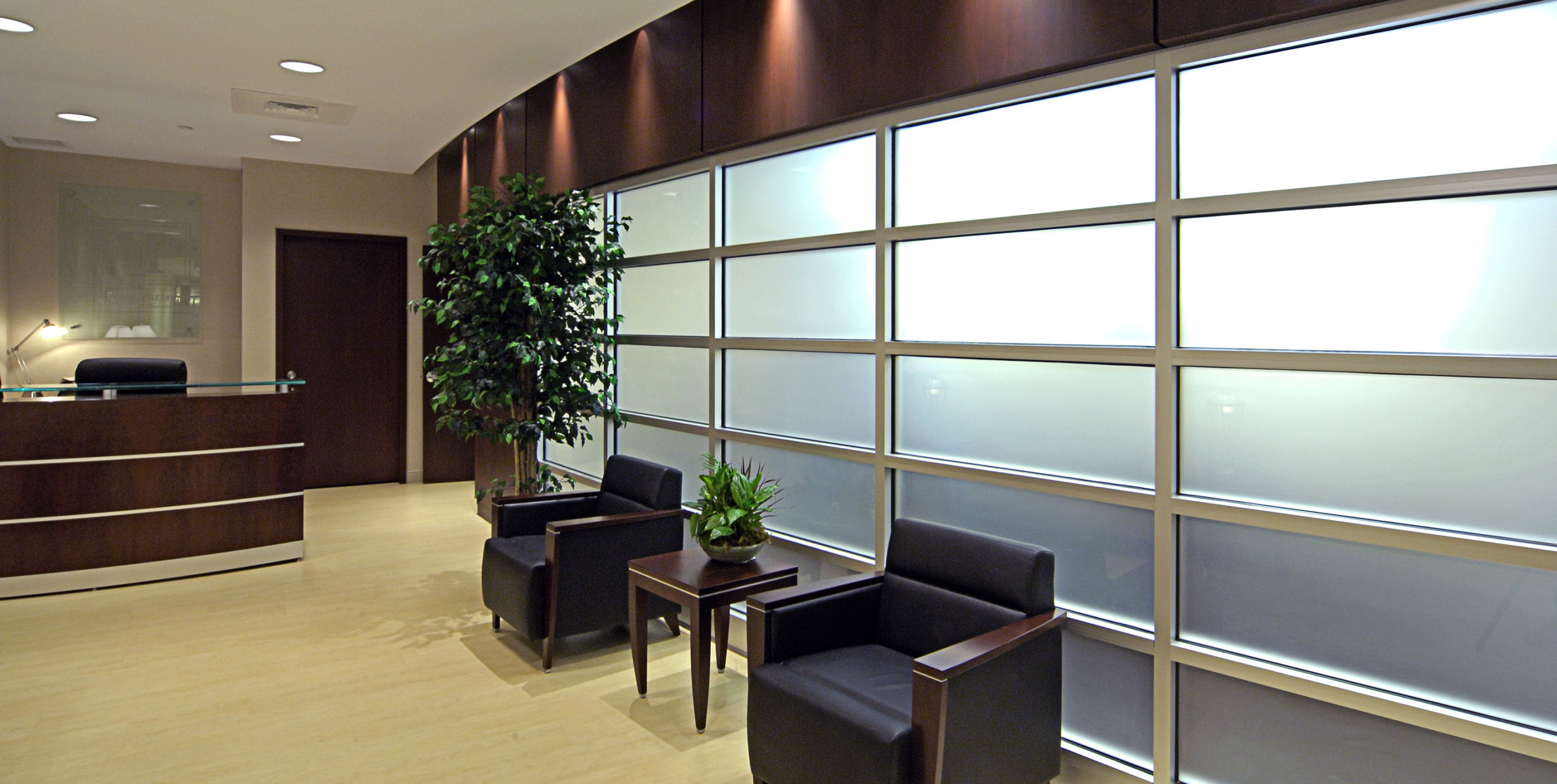 Reception desk with chairs at Westbury Partners at 100 Motor Parkway, Hauppauge
