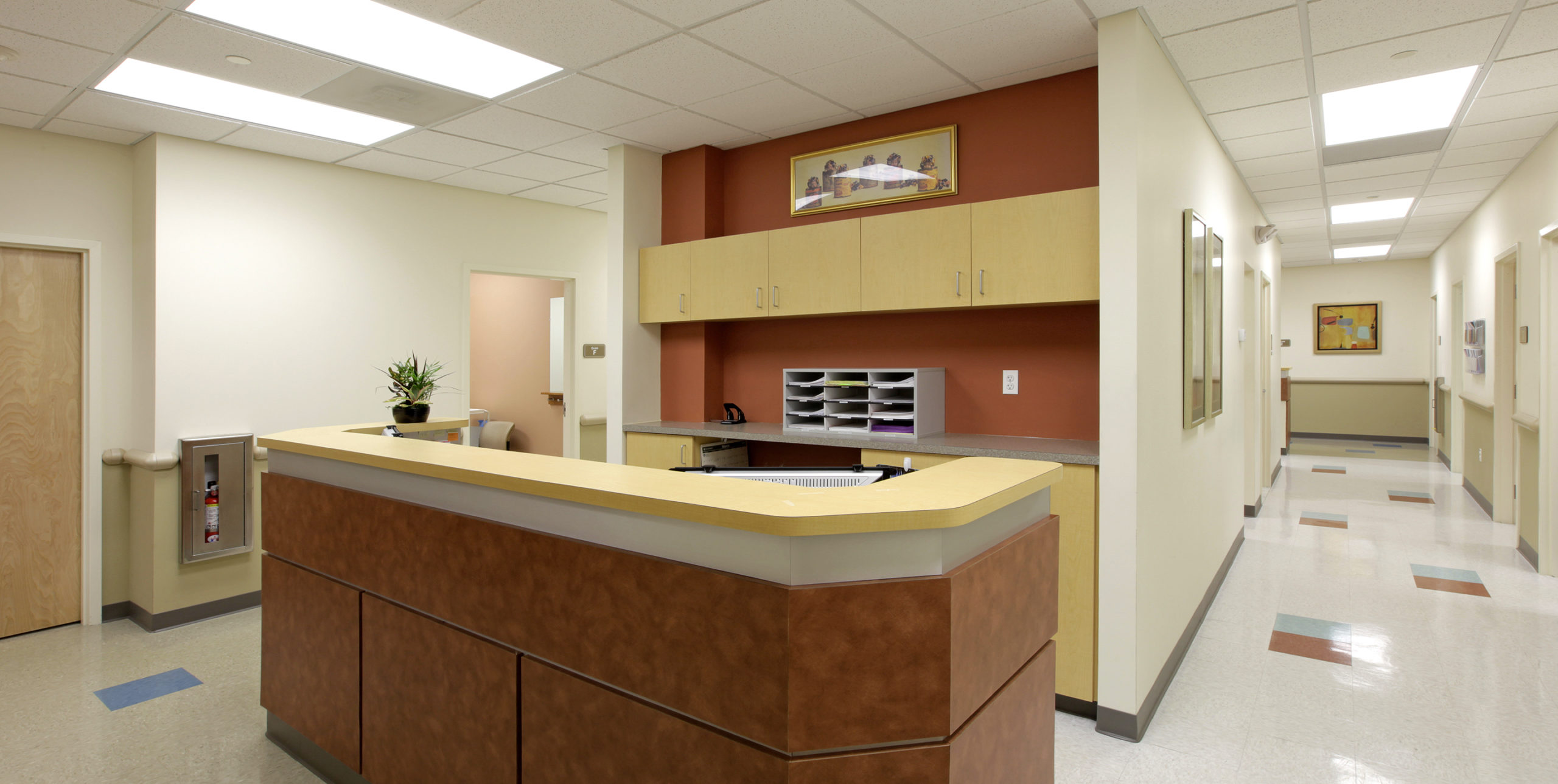 Receptionist desk at Stony Brook University Associates in Obstetrics and Gynecology at 4 Technology Drive, East Setauket