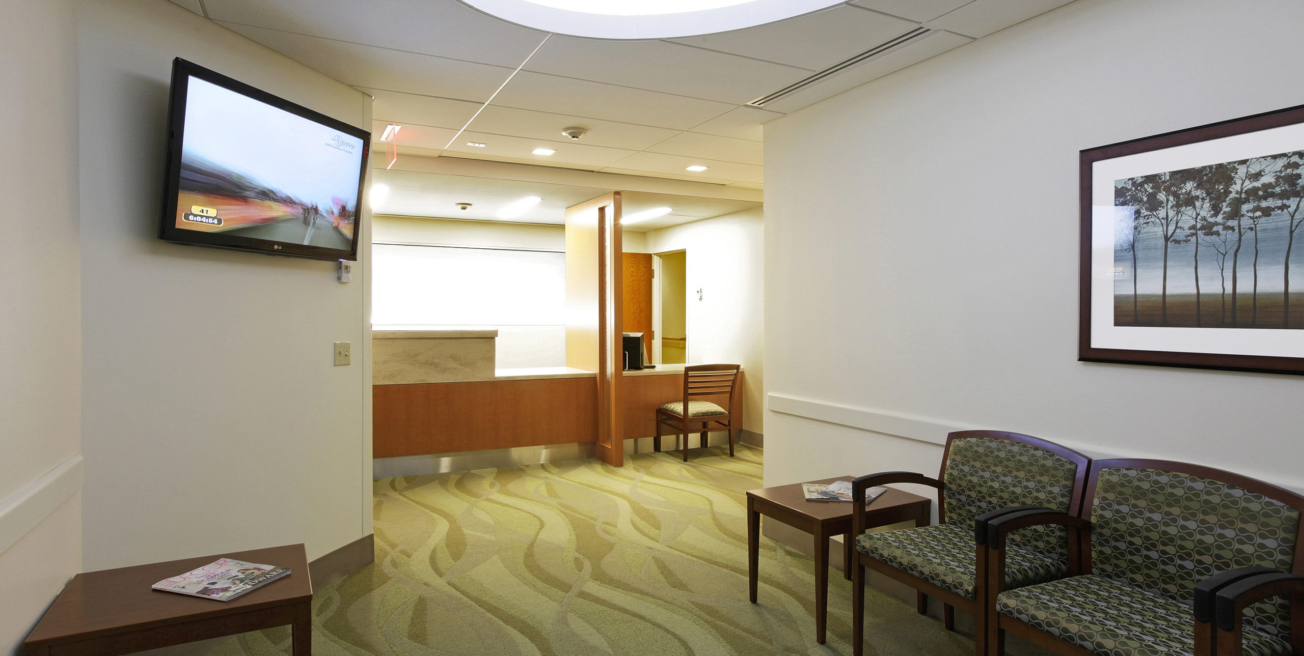 Lobby of patient infusion room at John T Mathew Memorial Hospital