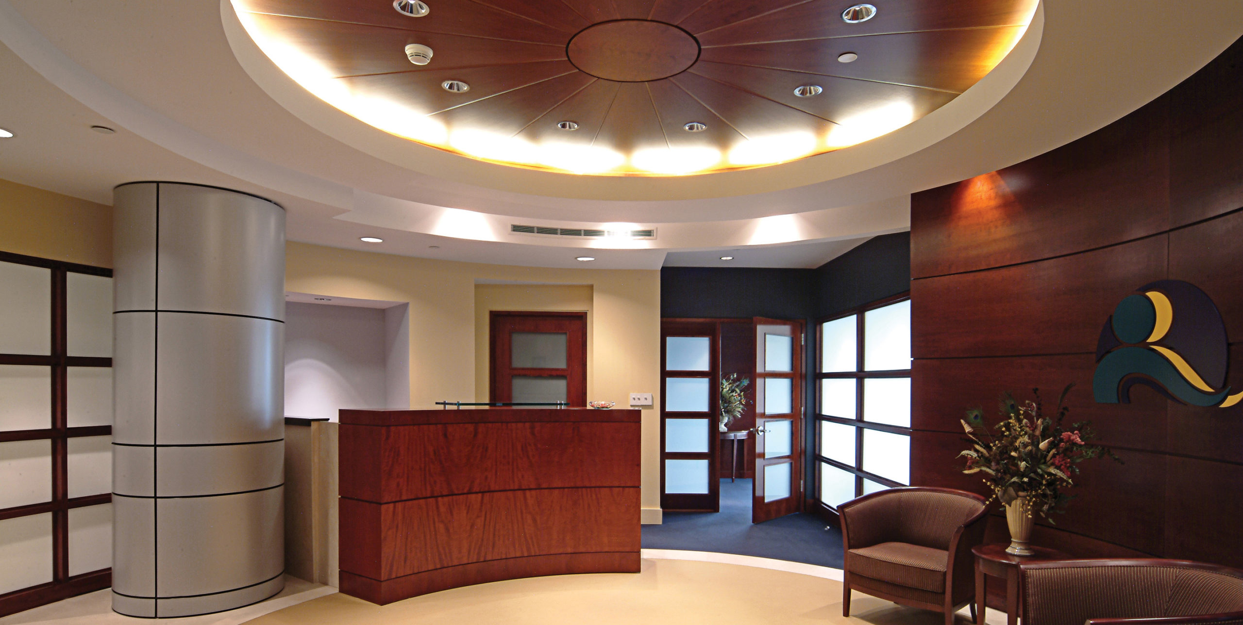Front desk reception of People's United Bank at 100 Motor Parkway in Hauppauge