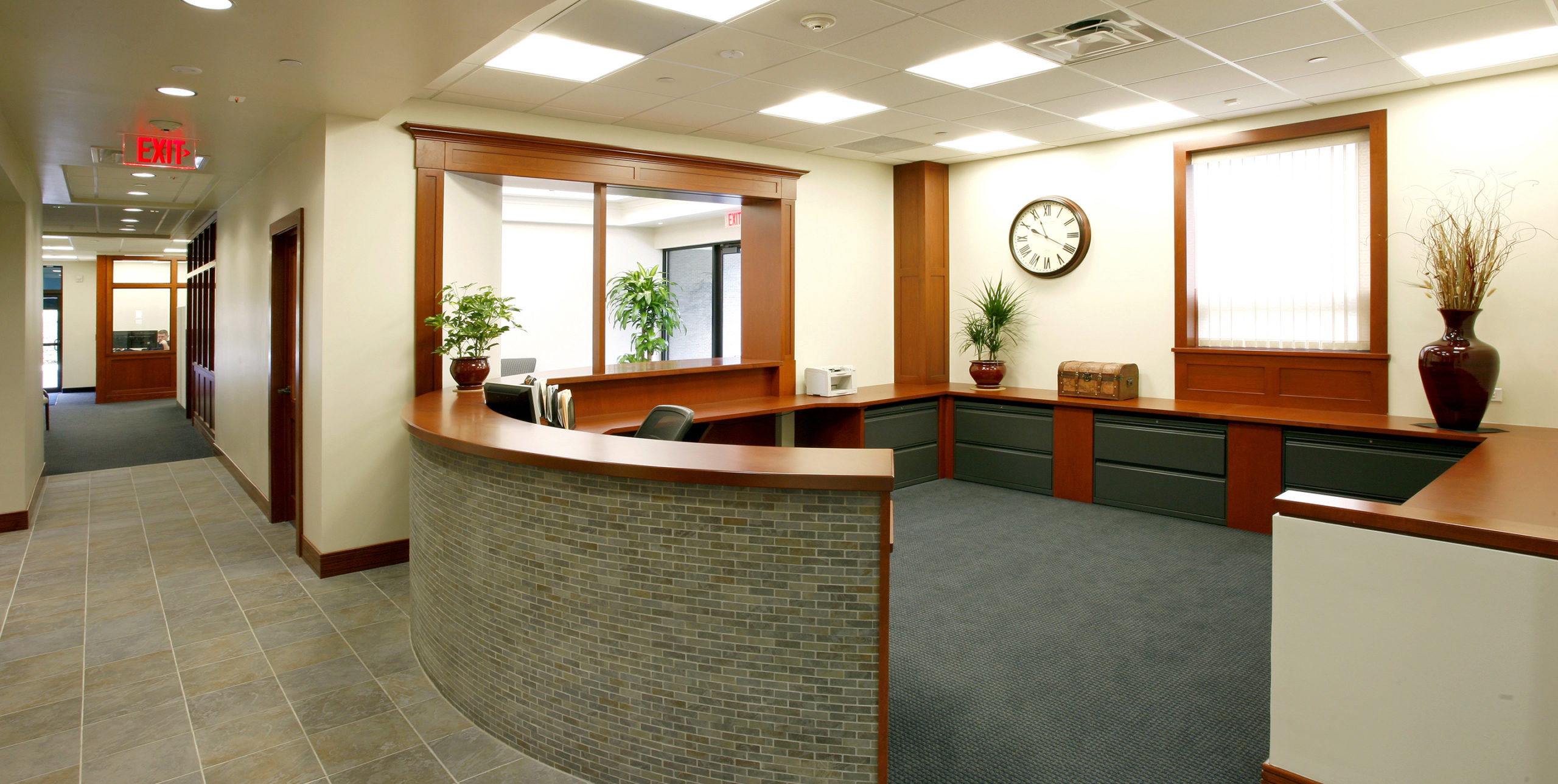 Front lobby receptionist desk at Tower Fasteners in Holtsville