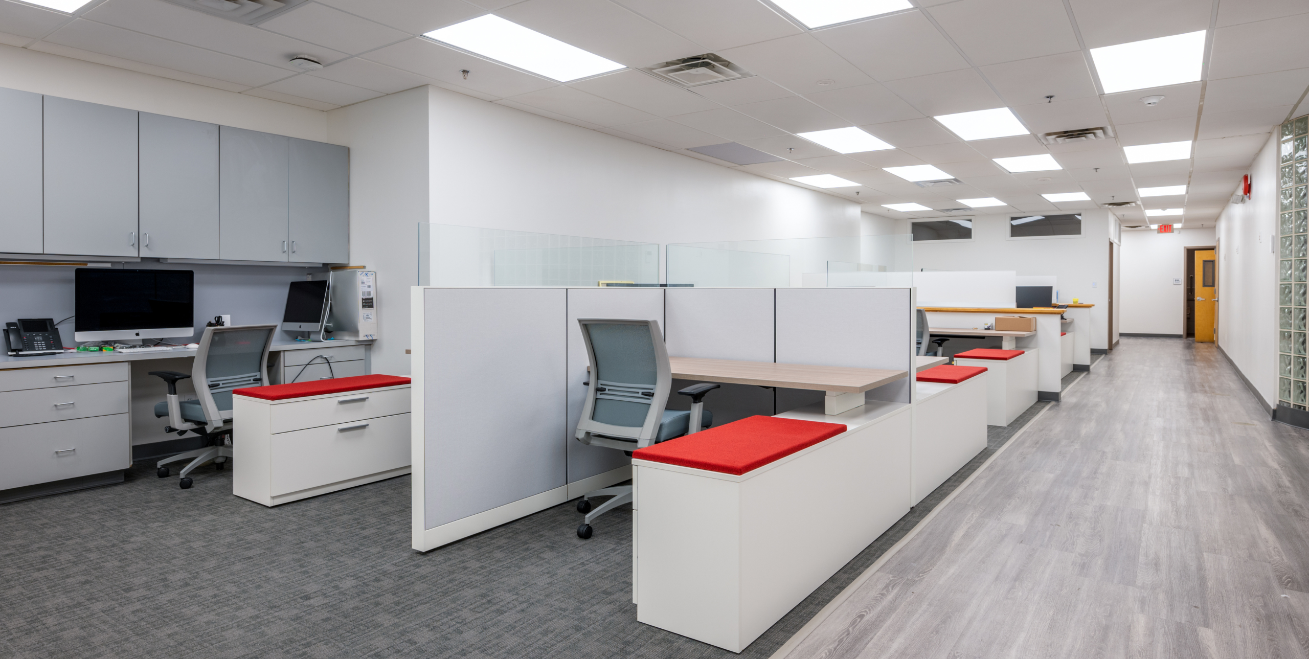 Desks in the Stony Brook Marketing and Communications office