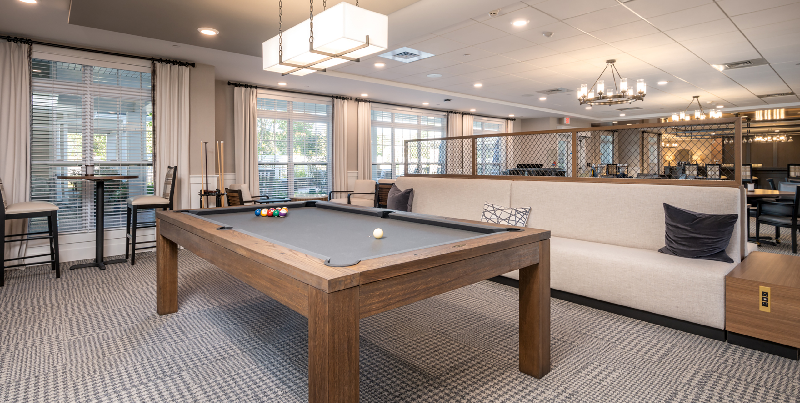 Pool table in the game room at Brightview Senior Living Port Jeff