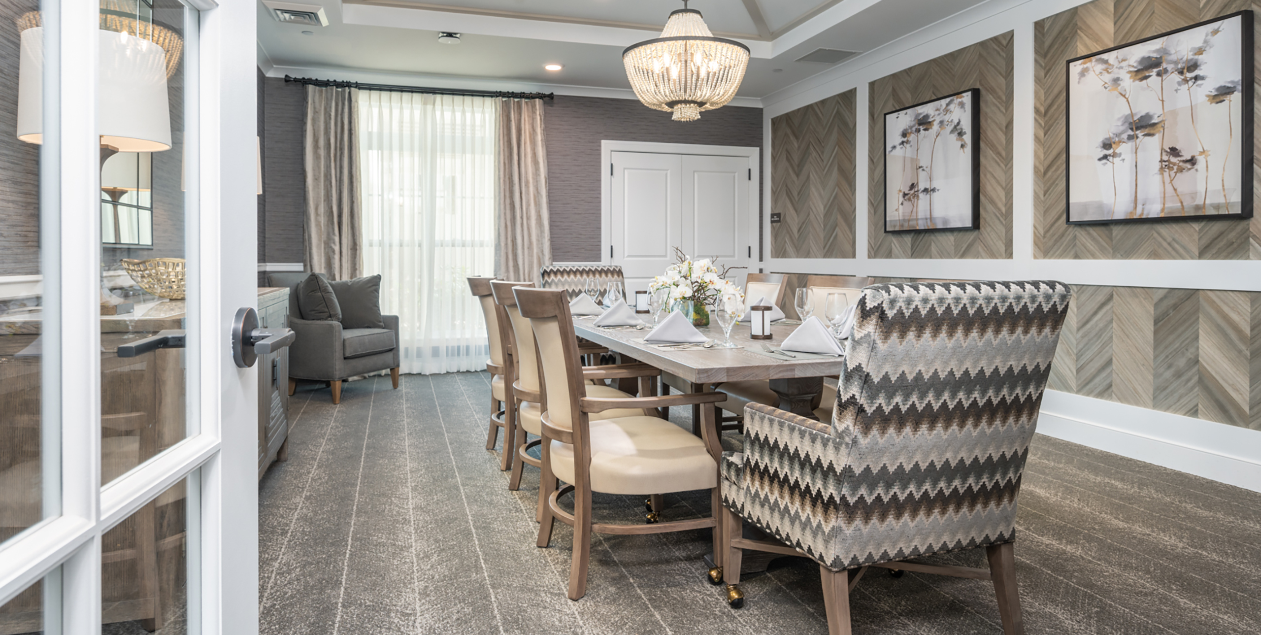 The private dining room at Brightview Senior Living in Port Jeff