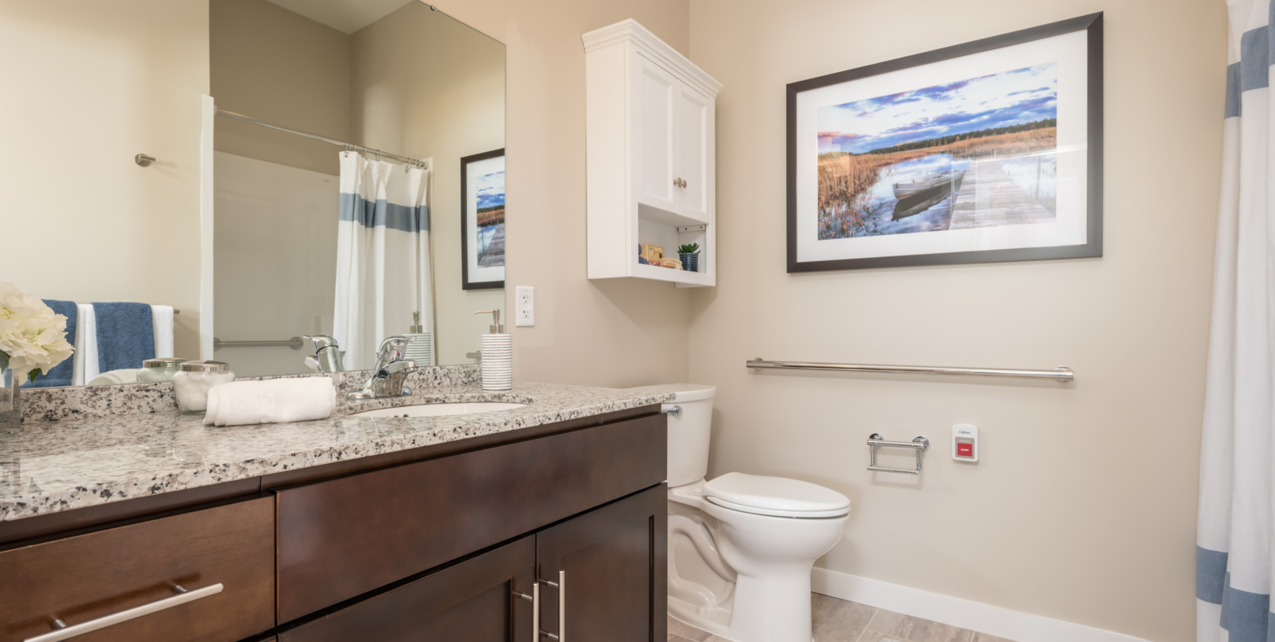Bathroom in an apartment at Brightview Senior Living Port Jeff