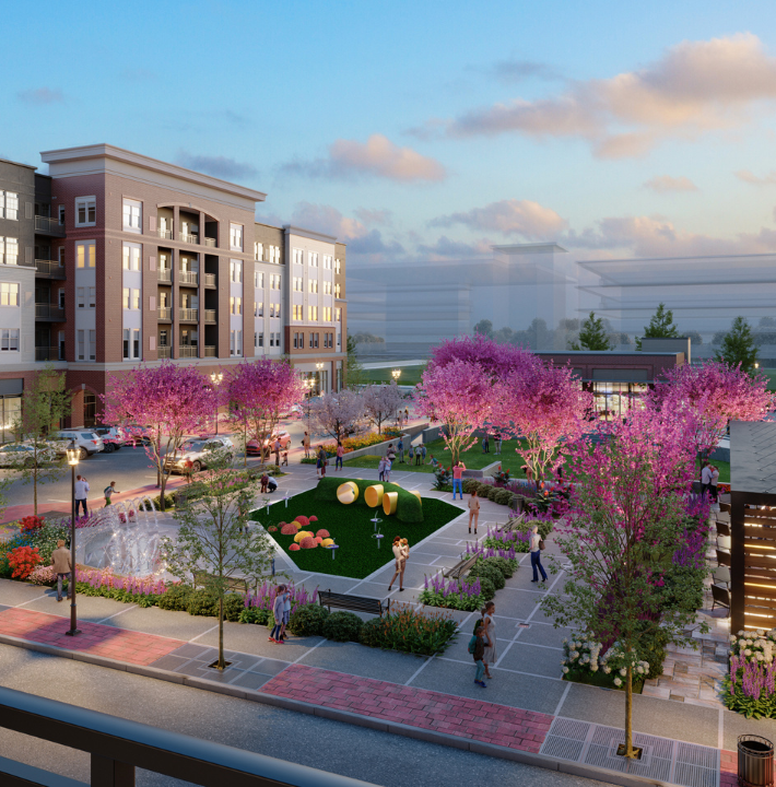 Rendering of public outdoor space at Station Yards