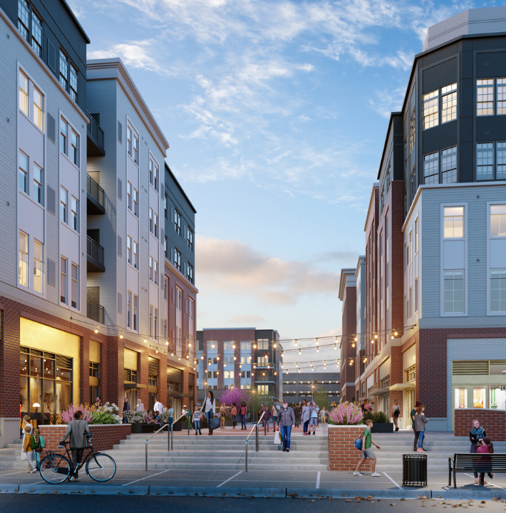 Rendering of the paseo at Station Yards