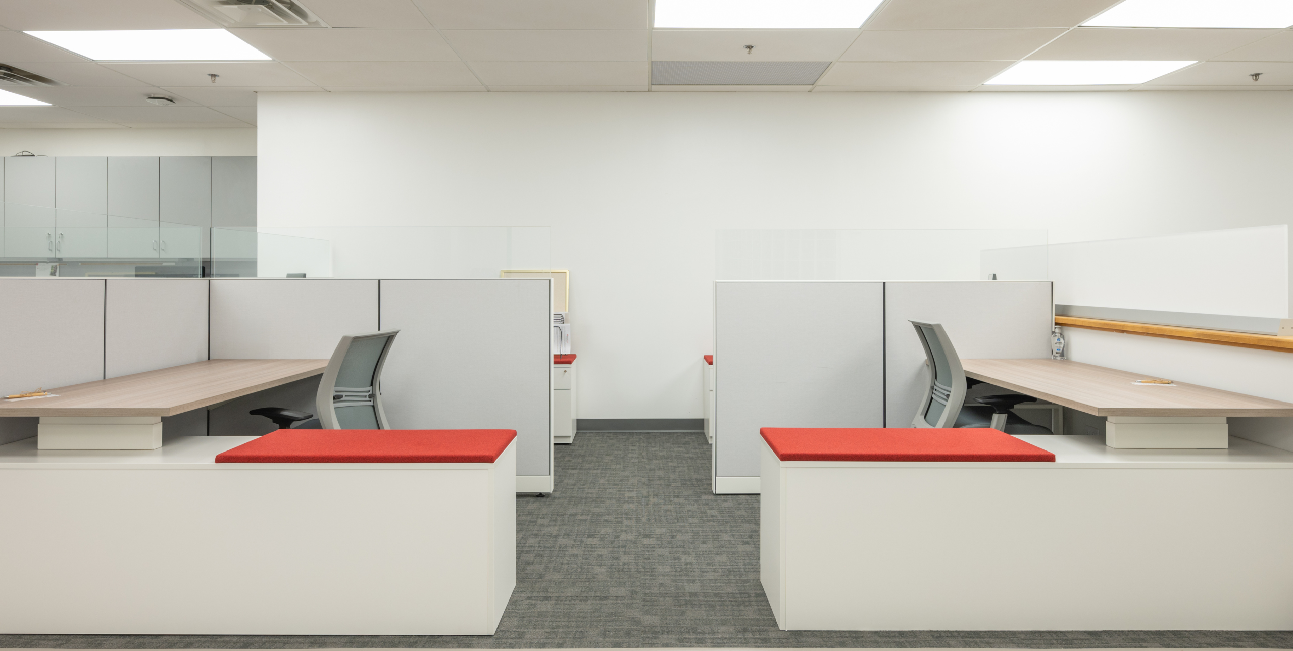 Desks in the Stony Brook Marketing and Communications office