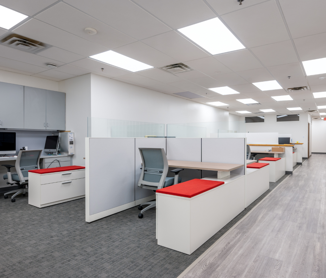 Desks in the Stony Brook Marketing and Communications office