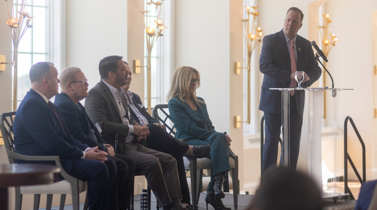 Kevin Law moderating the Real Estate Institute at Stony Brook University's Spring Luncheon