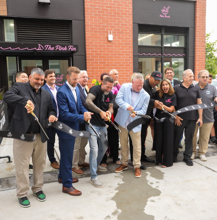 The Pink Fin ribbon cutting ceremony