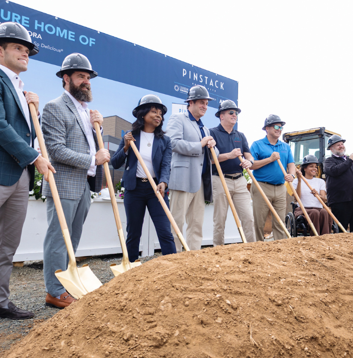 Ground breaking ceremony at PINSTACK in the Kincora community